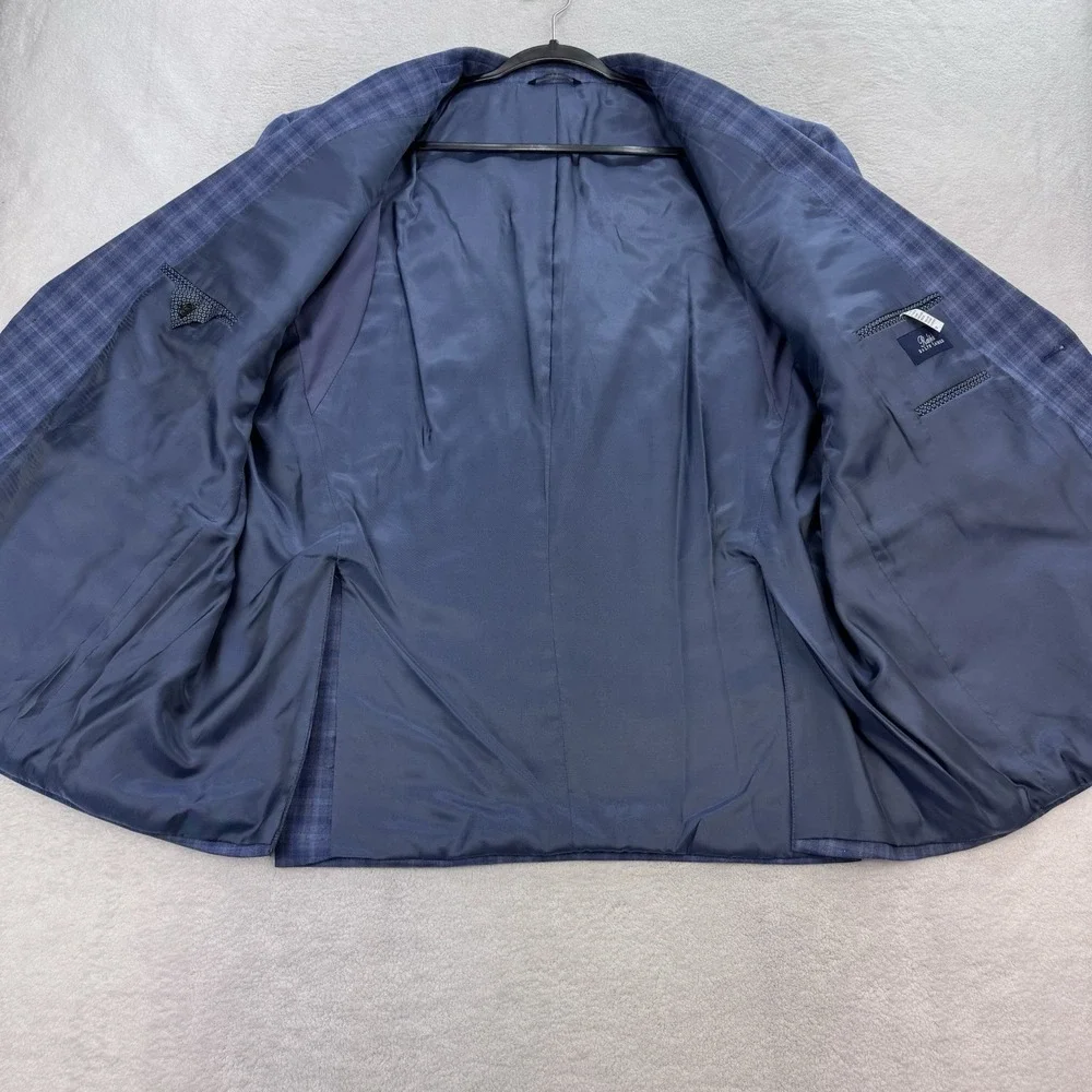 Ralph Lauren Blazer Men 50R Blue Plaid Wool Blend 2 Button Notched Dual Vented